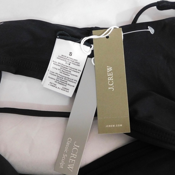 NWT!! J. CREW Lana Bikini Top Classic Sculpt Solid Black V Neckline Swim Small - Picture 12 of 15